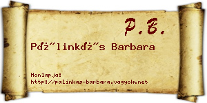 Pálinkás Barbara névjegykártya
